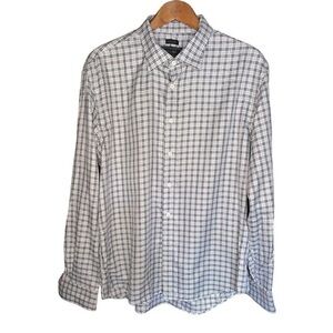 NEW Jos. A. Bank Reserve White & Navy Blue Plaid Button Down Shirt Size XL